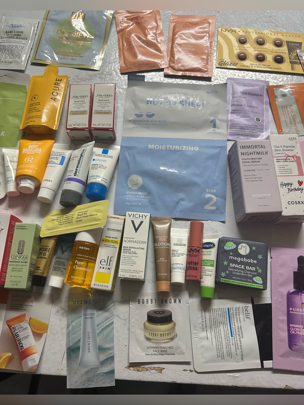 Assorted Beauty & Skincare Sample Lot with Pink Striped Pouch - Picture 3 of 5